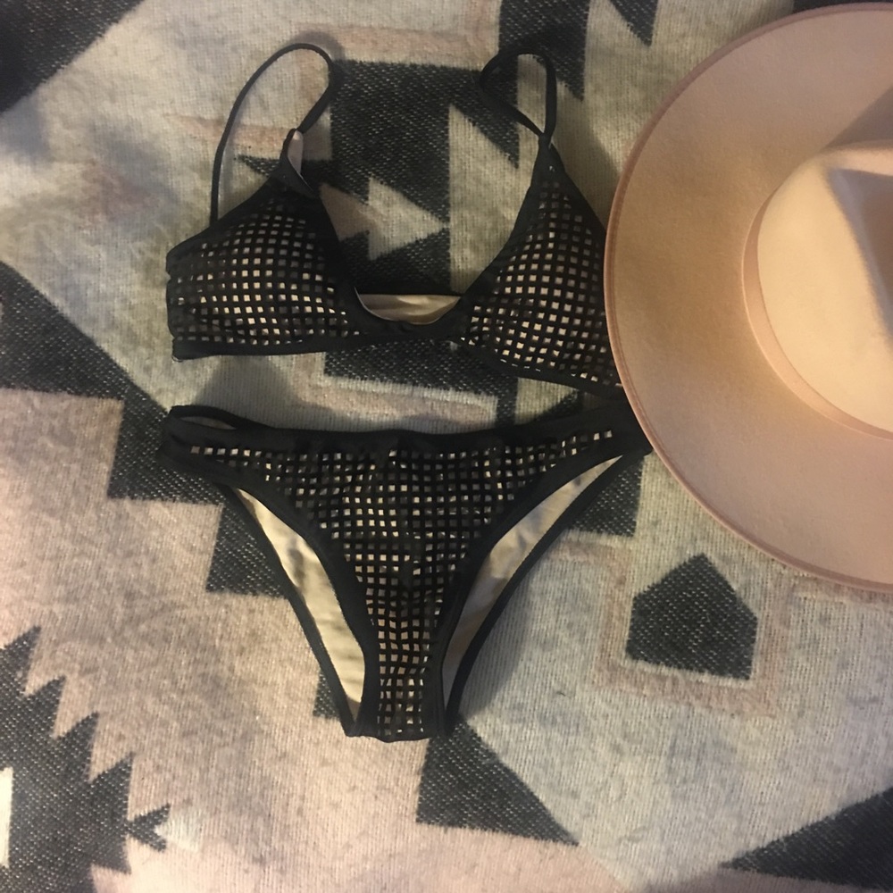 Black/Nude mesh bikini